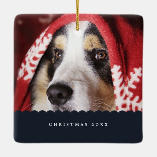 フォトファミリー名両面クリスマス写真C セラミックオーナメント (裏面)