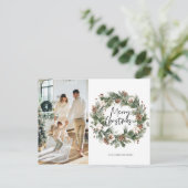 フォトファミリー | Merry Christmas Pineリース ポストカード (スタンド正面)