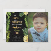 フォトファーストグリーンパイナップル誕生日招待状 招待状 (正面)