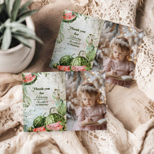 フォトファーストスイカ誕生日 サンキューカード