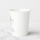 フォトファーストパーソナライズされたコミュニオンピンクフローラ 紙コップ (左)