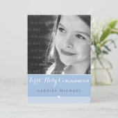 フォトファーストホリーコミュニオンラブリータイプブルー 招待状 (スタンド正面)