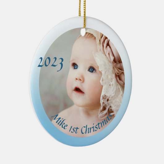 フォトファースト男の赤ちゃんクリスマス セラミックオーナメント (右)