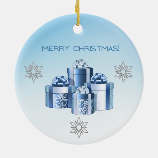 フォトファースト男の赤ちゃんクリスマス セラミックオーナメント (裏面)