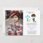 フォトファースト聖体拝領招待状少年かわいい 招待状 (正面)