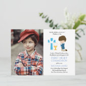 フォトファースト聖体拝領招待状少年かわいい 招待状 (スタンド正面)