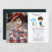 フォトファースト聖体拝領招待状少年かわいい 招待状 (正面/裏面)