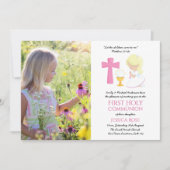 フォトファースト聖餐式招待状ガールブロンド 招待状 (正面)