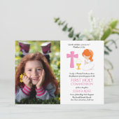 フォトファースト聖餐式招待状ガール赤毛 招待状 (スタンド正面)
