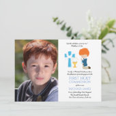 フォトファースト聖餐式招待状少年の赤毛 招待状 (スタンド正面)