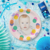 フォトファースト誕生日パステルピンク紙吹雪 ペーパープレート (パーティー)