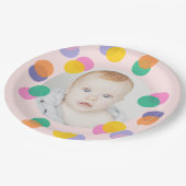 フォトファースト誕生日パステルピンク紙吹雪 ペーパープレート (アングル)