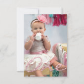 フォトファースト誕生日パーティーグリッターバラピンク 招待状 (裏面)