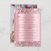 フォトファースト誕生日パーティーグリッターバラワンピンク 招待状 (正面/裏面)