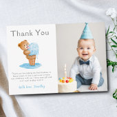 フォトファースト誕生日ボーイテディベアアイスクリーム サンキューカード