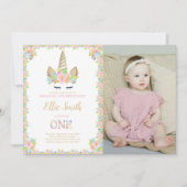 フォトファーストUnicorn誕生日招待状 招待状 (正面)