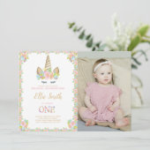 フォトファーストUnicorn誕生日招待状 招待状 (スタンド正面)