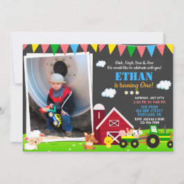 フォトファームの誕生日の招待納屋周囲の庭誕生日 招待状