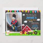 フォトファームの誕生日の招待納屋周囲の庭誕生日 招待状 (正面)