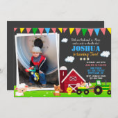 フォトファームの誕生日の招待納屋周囲の庭誕生日 招待状 (正面/裏面)