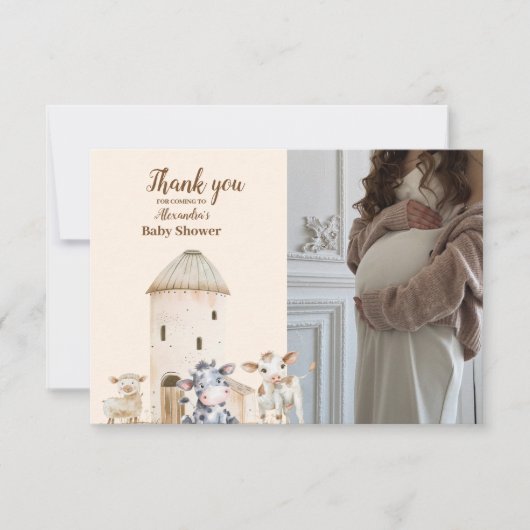 フォトファーム動物の赤ちゃんシャワー サンキューカード (正面)