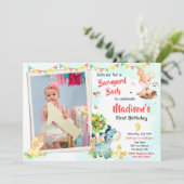 フォトファーム誕生日招待ファームアニマルズ招待状 招待状 (スタンド正面)