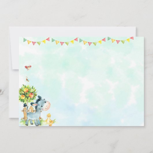 フォトファーム誕生日招待ファームアニマルズ招待状 招待状 (裏面)