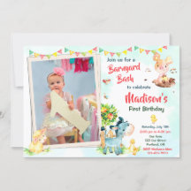 フォトファーム誕生日招待ファームアニマルズ招待状