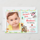 フォトファーム誕生日招待ファームアニマルズ招待状 招待状 (正面)