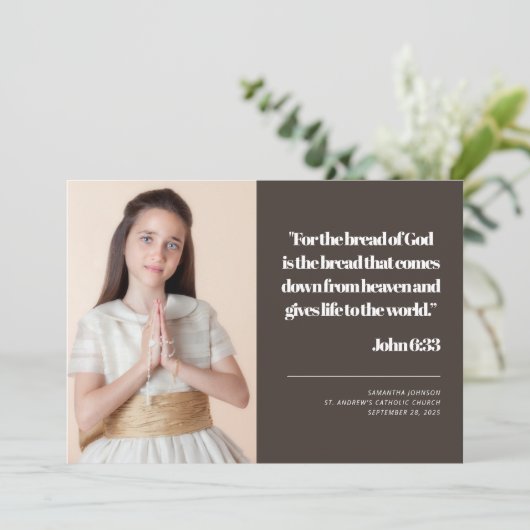 フォトファーモダンストホリーコミュニオン引用文招待状 招待状 (スタンド正面)