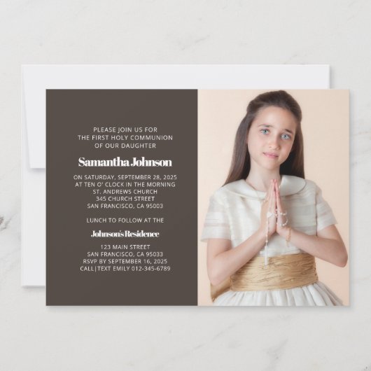 フォトファーモダンストホリーコミュニオン引用文招待状 招待状 (裏面)