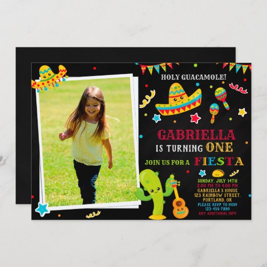 フォトフィエスタ招待フィエスタ誕生日の招待 招待状 (正面/裏面)