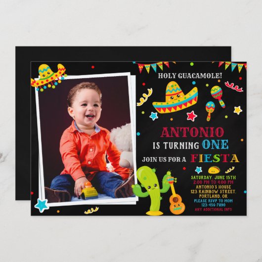 フォトフィエスタ招待フィエスタ誕生日の招待 招待状 (正面/裏面)