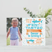 フォトフィン – タステティックシャーク誕生日招待状 招待状 (スタンド正面)