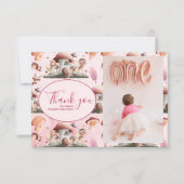 フォトフェアリーファースト・ガールの1歳の誕生日 サンキューカード (正面)