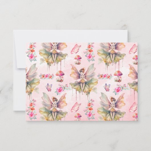 フォトフェアリーファースト・ガールの1歳の誕生日 サンキューカード (裏面)