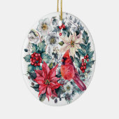 フォトフェスティバルウォーターカラーホリーベリークリスマスサー セラミックオーナメント (右)