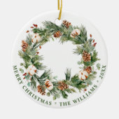 フォトフェスティバルパインコーンクリスマスホリデー セラミックオーナメント (正面)