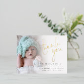 フォトフォイルのスクリプトBIrthのお知らせ 箔招待状ポストカード (立ち正面)