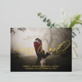 フォトフォイルの追加婚約パーティ招待状 箔シーズンカード (立ち正面)