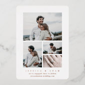 フォトフォイルミニマル数々の婚約の発表 箔招待状 (正面)
