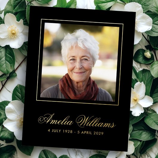 フォトフォイル縁ど悔やみや弔慰ブラックサンキューカード 箔招待状ポストカード