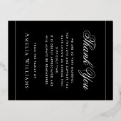 フォトフォイル縁ど悔やみや弔慰ブラックサンキューカード 箔招待状ポストカード (裏面)