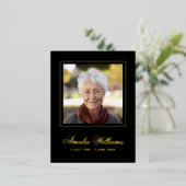 フォトフォイル縁ど悔やみや弔慰ブラックサンキューカード 箔招待状ポストカード (立ち正面)