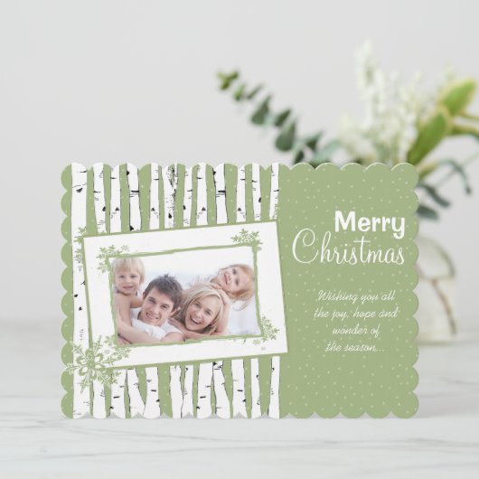 フォトフォレスト樺の木ツリーメリークリスマス シーズンカード (スタンド正面)