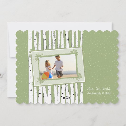 フォトフォレスト樺の木ツリーメリークリスマス シーズンカード (裏面)