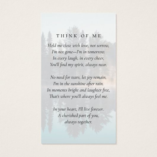 フォトフォレスト記念祈りの言葉カード (裏面)