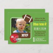 フォトフットボール子供の誕生日パーティの招待状 招待状 (正面/裏面)