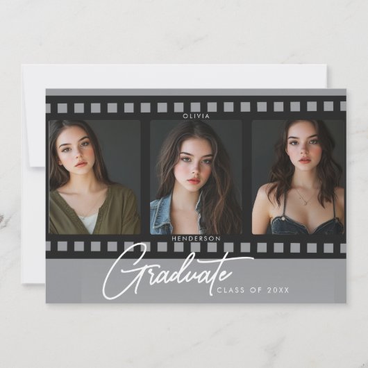 フォトフモダンィルムフレーム卒業発表 招待状 (正面)
