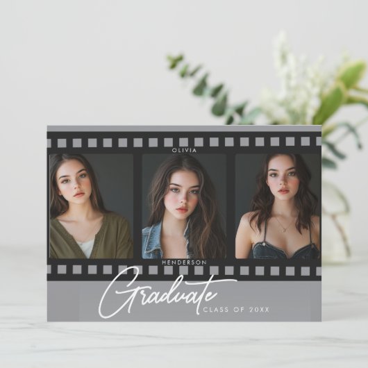 フォトフモダンィルムフレーム卒業発表 招待状 (スタンド正面)